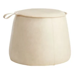 Crosby St Rowan Cream Faux Leather Ottoman