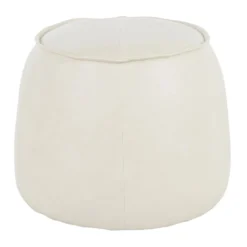 Crosby St Rowan Cream Faux Leather Ottoman -Accent Aura Furniture Store crosby st rowan cream faux leather ottoman 4