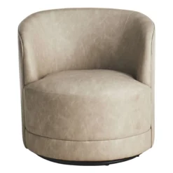 Crosby St Sawyer Grey Faux Leather Swivel Chair -Accent Aura Furniture Store crosby st sawyer grey faux leather swivel chair 2