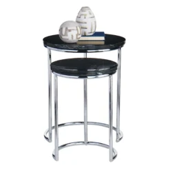 Crosby St Set Of 2 Essex Black Marble Nesting Tables -Accent Aura Furniture Store crosby st set of 2 essex black marble nesting tables 2