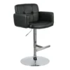 Crosby St Stout Adjustable Faux Leather Barstool, Black