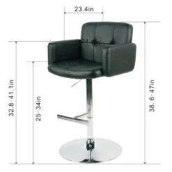 Crosby St Stout Adjustable Faux Leather Barstool, Black -Accent Aura Furniture Store crosby st stout adjustable faux leather barstool black 4