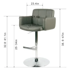 Crosby St Stout Adjustable Faux Leather Barstool, Grey -Accent Aura Furniture Store crosby st stout adjustable faux leather barstool grey 5