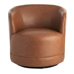 Crosby St Swivel Faux Leather Tub Chair -Accent Aura Furniture Store crosby st swivel faux leather tub chair 2