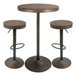 Dakota 3-Piece Antique Bronze Dining Table Set