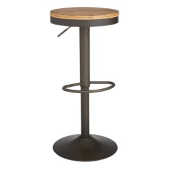 Dakota Adjustable Modern Industrial Barstool, Antique Bronze
