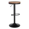 Dakota Adjustable Modern Industrial Black Barstool, 29"