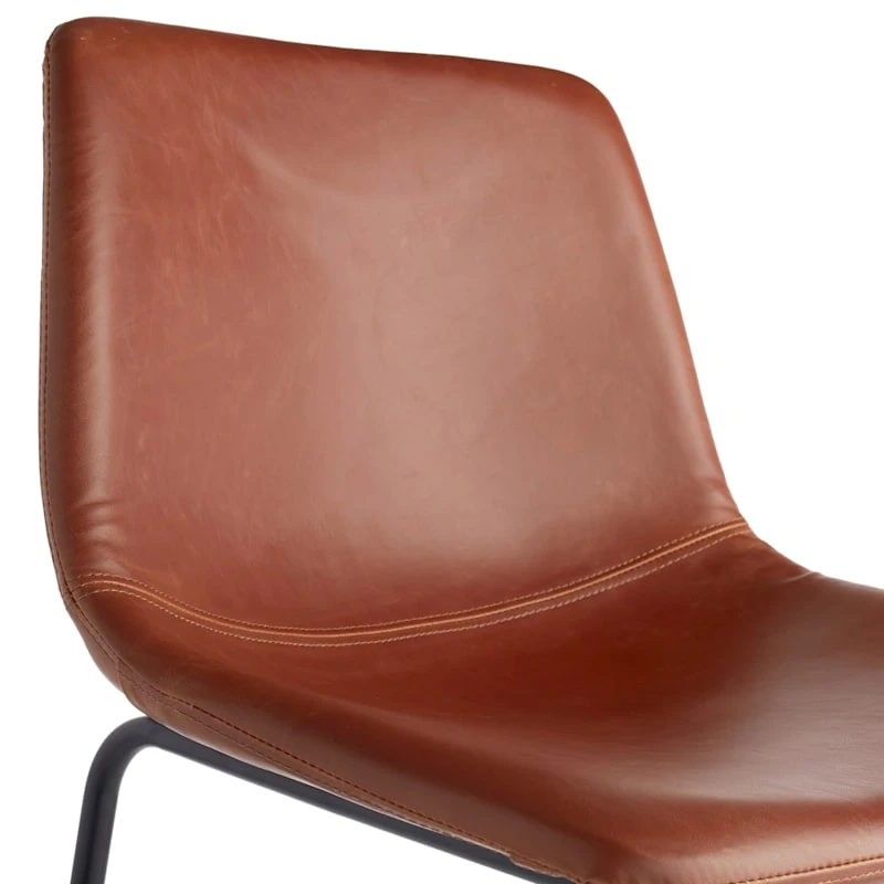 Drake Cognac Faux Leather Modern Industrial Barstool, 30" 4 Drake Cognac Faux Leather Modern Industrial Barstool, 30" - Image 4