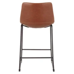 Drake Cognac Modern Industrial Faux Leather Barstool, 30" 12 Drake Cognac Modern Industrial Faux Leather Barstool, 30" -Accent Aura Furniture Store drake cognac modern industrial faux leather barstool 30 5