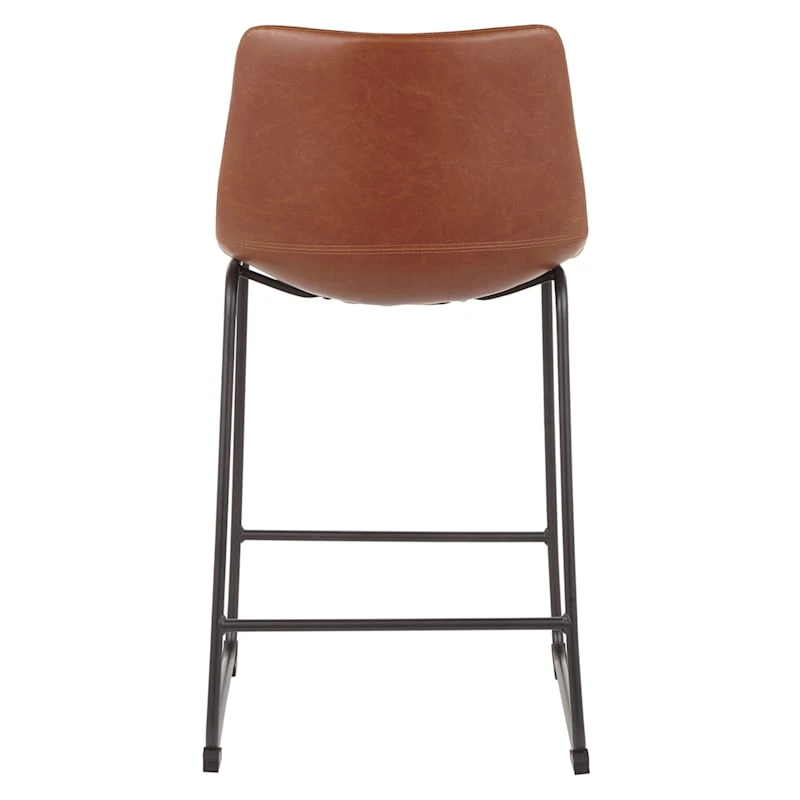 Drake Cognac Modern Industrial Faux Leather Barstool, 30" 6 Drake Cognac Modern Industrial Faux Leather Barstool, 30" - Image 6