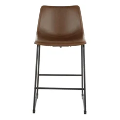 Drake Espresso Faux Leather Modern Industrial Barstool, 30" -Accent Aura Furniture Store drake espresso faux leather modern industrial barstool 30 1