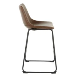 Drake Espresso Faux Leather Modern Industrial Barstool, 30" -Accent Aura Furniture Store drake espresso faux leather modern industrial barstool 30 2