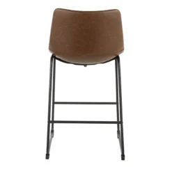 Drake Espresso Faux Leather Modern Industrial Barstool, 30" -Accent Aura Furniture Store drake espresso faux leather modern industrial barstool 30 5