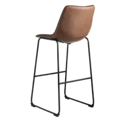Drake Modern Faux Leather Industrial Barstool, Espresso -Accent Aura Furniture Store drake modern faux leather industrial barstool espresso 2
