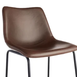 Drake Modern Faux Leather Industrial Barstool, Espresso -Accent Aura Furniture Store drake modern faux leather industrial barstool espresso 4