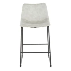 Drake Modern Faux Leather Industrial Barstool, Light Grey -Accent Aura Furniture Store drake modern faux leather industrial barstool light grey 1
