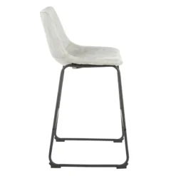 Drake Modern Faux Leather Industrial Barstool, Light Grey -Accent Aura Furniture Store drake modern faux leather industrial barstool light grey 2