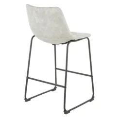 Drake Modern Faux Leather Industrial Barstool, Light Grey -Accent Aura Furniture Store drake modern faux leather industrial barstool light grey 3