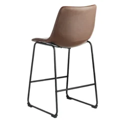 Drake Modern Faux Leather Industrial Counter Stool, Espresso -Accent Aura Furniture Store drake modern faux leather industrial counter stool espresso 2