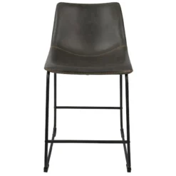 Drake Modern Industrial Faux Leather Counter Stool, Dark Grey -Accent Aura Furniture Store drake modern industrial faux leather counter stool dark grey 3