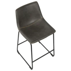 Drake Modern Industrial Faux Leather Counter Stool, Dark Grey -Accent Aura Furniture Store drake modern industrial faux leather counter stool dark grey 4