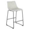Drake Modern Industrial Faux Leather Counter Stool, Light Grey