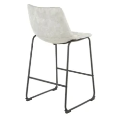 Drake Modern Industrial Faux Leather Counter Stool, Light Grey -Accent Aura Furniture Store drake modern industrial faux leather counter stool light grey 3