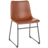 Drake Modern Industrial Faux Leather Dining Chair, Cognac