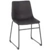Drake Modern Industrial Faux Leather Dining Chair, Dark Grey