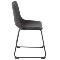Drake Modern Industrial Faux Leather Dining Chair, Dark Grey -Accent Aura Furniture Store drake modern industrial faux leather dining chair dark grey 2