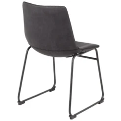 Drake Modern Industrial Faux Leather Dining Chair, Dark Grey -Accent Aura Furniture Store drake modern industrial faux leather dining chair dark grey 3