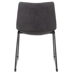 Drake Modern Industrial Faux Leather Dining Chair, Dark Grey -Accent Aura Furniture Store drake modern industrial faux leather dining chair dark grey 4