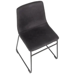 Drake Modern Industrial Faux Leather Dining Chair, Dark Grey -Accent Aura Furniture Store drake modern industrial faux leather dining chair dark grey 5