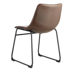Drake Modern Industrial Faux Leather Dining Chair, Espresso -Accent Aura Furniture Store drake modern industrial faux leather dining chair espresso 2