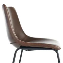 Drake Modern Industrial Faux Leather Dining Chair, Espresso -Accent Aura Furniture Store drake modern industrial faux leather dining chair espresso 3