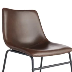 Drake Modern Industrial Faux Leather Dining Chair, Espresso -Accent Aura Furniture Store drake modern industrial faux leather dining chair espresso 4