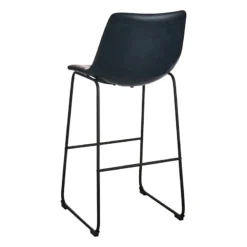 Drake Navy Blue Faux Leather Barstool -Accent Aura Furniture Store drake navy blue faux leather barstool 2
