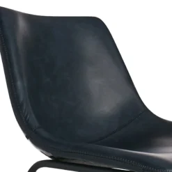 Drake Navy Blue Faux Leather Barstool -Accent Aura Furniture Store drake navy blue faux leather barstool 3