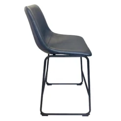 Drake Navy Blue Faux Leather Counter Stool -Accent Aura Furniture Store drake navy blue faux leather counter stool 2