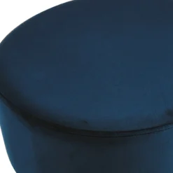 Emmy Navy Blue Velvet Round Wood Leg Ottoman -Accent Aura Furniture Store emmy navy blue velvet round wood leg ottoman 2