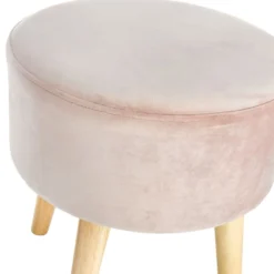 Emmy Rose Velvet Round Wooden Leg Ottoman -Accent Aura Furniture Store emmy rose velvet round wooden leg ottoman 2