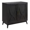 Ezra 2-Door Dark Brown Cabinet With Gold Handle