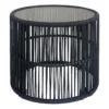 Fairlane Black Steel Glass-Top Outdoor Side Table
