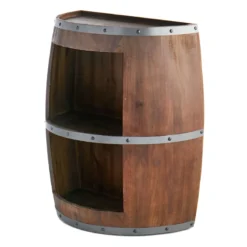 Faux Wine Barrel 2 Tier Display Shelf -Accent Aura Furniture Store faux wine barrel 2 tier display shelf 2