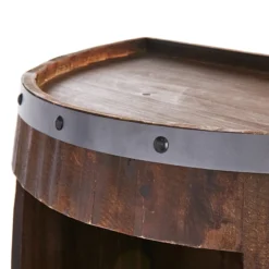 Faux Wine Barrel 2 Tier Display Shelf -Accent Aura Furniture Store faux wine barrel 2 tier display shelf 3