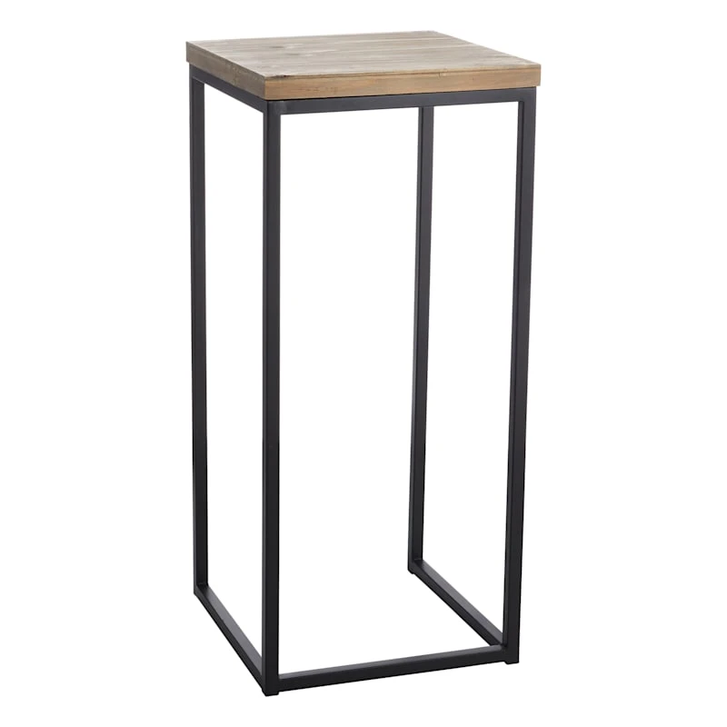 Fiona Wood Top Plant Stand With Metal Base, Medium 1 Fiona Wood Top Plant Stand With Metal Base, Medium