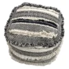 Found & Fable Alex Handwoven Fringe Square Pouf
