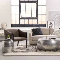 Found & Fable Axl Grey Faux Leather Armchair -Accent Aura Furniture Store found fable axl grey faux leather armchair 4