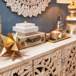 Found & Fable Carved 4-Door Sideboard -Accent Aura Furniture Store found fable carved 4 door sideboard 3