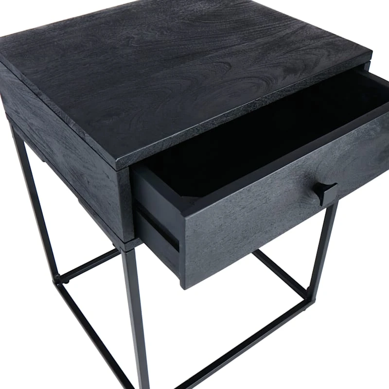 Found & Fable Kayla Rustic Black Nightstand 4 Found & Fable Kayla Rustic Black Nightstand - Image 4